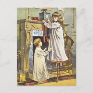 Victoriaans kerst, kerstbekentenissen voor kindere feestdagenkaart