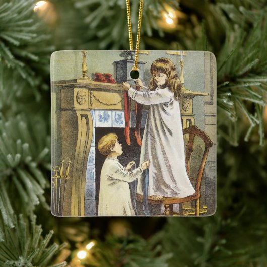 Victoriaans kerst, kerstbekentenissen voor kindere keramisch ornament (Boom)