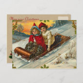 Victoriaans kerst Kinder Sledding Feestdagenkaart (Voorkant / Achterkant)