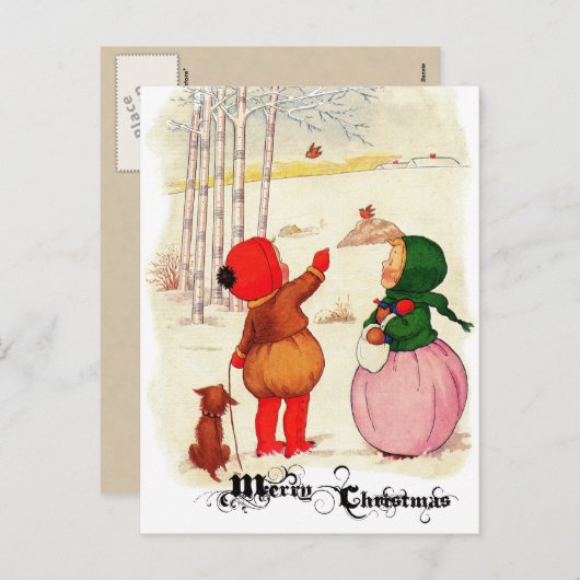 Victoriaans kerst kinderen Briefkaart (Voorkant / Achterkant)