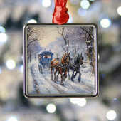 Victoriaans kerst koets rit metalen ornament