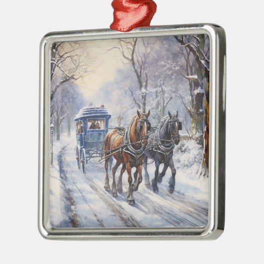 Victoriaans kerst koets rit metalen ornament (Links)