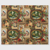 Victoriaans Kerst Lijst Collage Cadeaupapier (Vlak)