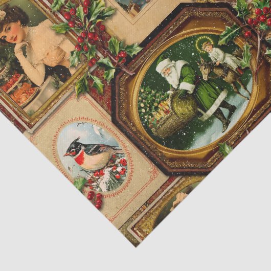  Victoriaans Kerst Lijst Collage Tissuepapier (Detail)