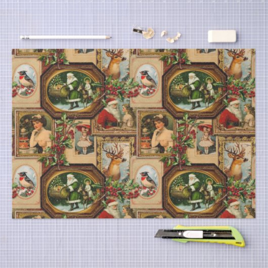  Victoriaans Kerst Lijst Collage Tissuepapier (Craft)