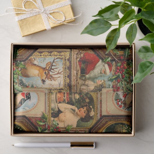 Victoriaans Kerst Lijst Collage Tissuepapier (Geschenk)