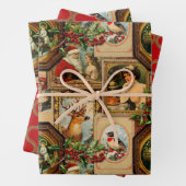  Victoriaans Kerst Lijst Collage Wrapping Inpakpapier Vel (In situ)