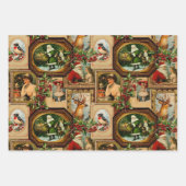 Victoriaans Kerst Lijst Collage Wrapping Inpakpapier Vel (Voorkant)