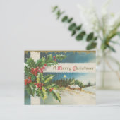 Victoriaans kerst met Holly Berries Briefkaart (Staand voorkant)