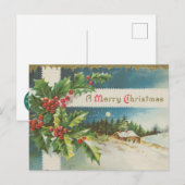 Victoriaans kerst met Holly Berries Briefkaart (Voorkant / Achterkant)