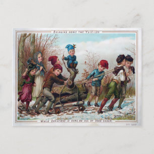 Victoriaans kerst met yule in yule Briefkaart