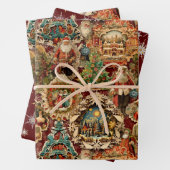 Victoriaans Kerst Papier Ornamenten Collage Inpakpapier Vel (In situ)