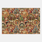 Victoriaans Kerst Papier Ornamenten Collage Inpakpapier Vel (Voorkant)