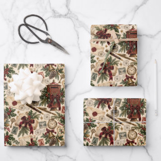 Victoriaans Kerst Postkantoor Inpakpapier Vel