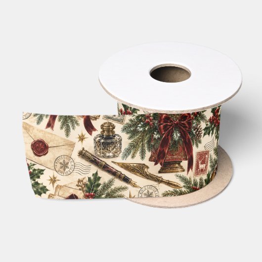 Victoriaans Kerst Postkantoor Satijnen Lint (Spoel)