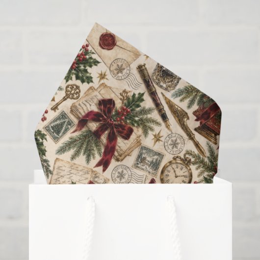 Victoriaans Kerst Postkantoor Tissuepapier (Cadeauzakje)
