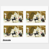 Victoriaans kerst rechthoekige sticker (Vel)