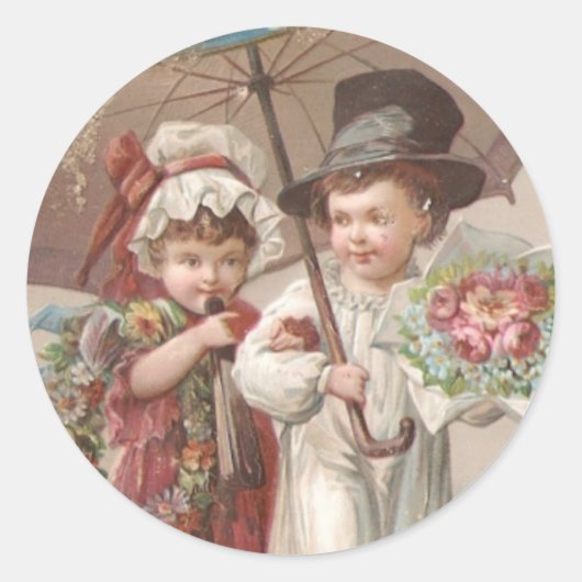 Victoriaans kerst ronde sticker (Voorkant)