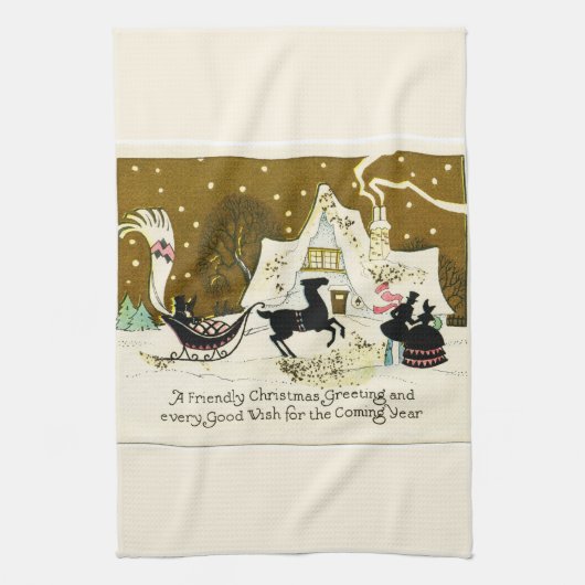 Victoriaans kerst theedoek (Verticaal)