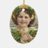  Victoriaans kerst van Era Holly Girl Keramisch Ornament (Voorkant)