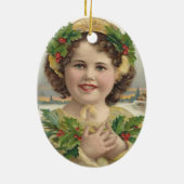  Victoriaans kerst van Era Holly Girl Keramisch Ornament (Achterkant)