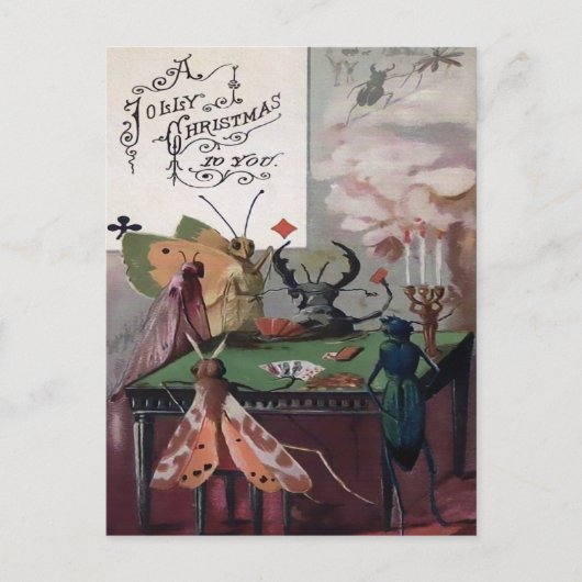 Victoriaans kerst van Poker Bugs Briefkaart (Voorkant)