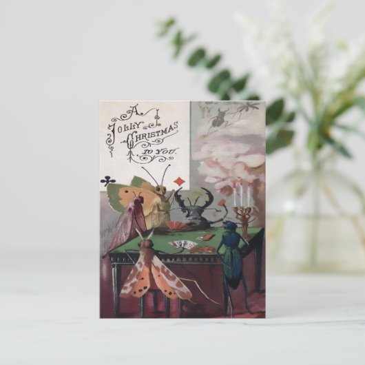 Victoriaans kerst van Poker Bugs Briefkaart (Staand voorkant)