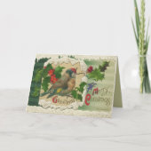 Victoriaans kerst vogel Kaart (Voorkant)