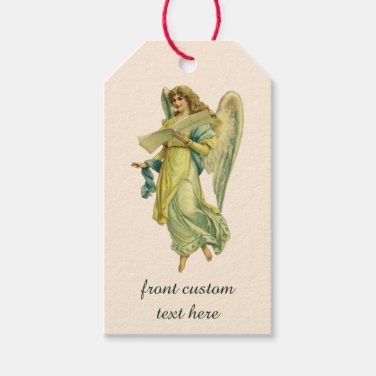 Victoriaans kerstangel, Gloria in Excelsis Deo Cadeaulabel (Voorkant)