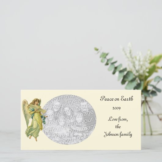 Victoriaans kerstangel, Gloria in Excelsis Deo Feestdagenkaart (Staand voorkant)