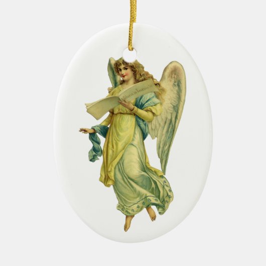 Victoriaans kerstangel, Gloria in Excelsis Deo Keramisch Ornament (Voorkant)