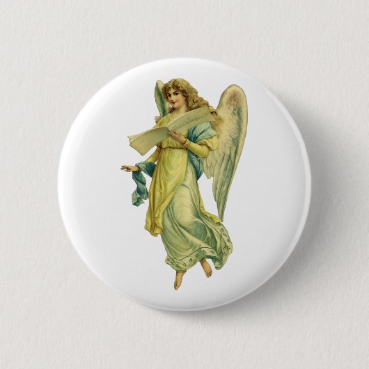 Victoriaans kerstangel, Gloria in Excelsis Deo Ronde Button 5,7 Cm (Voorkant)