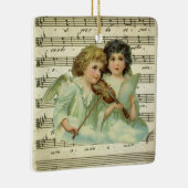 Victoriaans kerstangels Violin en muziek op vel Keramisch Ornament (Rechts)