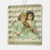 Victoriaans kerstangels Violin en muziek op vel Keramisch Ornament (Links)