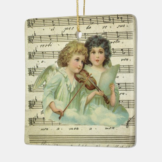 Victoriaans kerstangels Violin en muziek op vel Keramisch Ornament (Links)