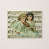 Victoriaans kerstangels Violin en muziek op vel Legpuzzel (Horizontaal)