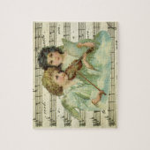 Victoriaans kerstangels Violin en muziek op vel Legpuzzel (Verticaal)