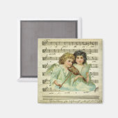 Victoriaans kerstangels Violin en muziek op vel Magneet (Voorkant / Achterkant)