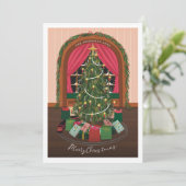 Victoriaans kerstavond feestdagenkaart (Staand voorkant)