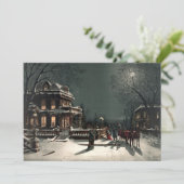 Victoriaans kerstavond Feestdagenkaart (Staand voorkant)