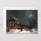 Victoriaans Kerstavond Party Mansion Sleigh Snow Briefkaart (Voorkant / Achterkant)