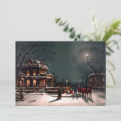 Victoriaans Kerstavond Party Mansion Sleigh Snow Kaart (Staand voorkant)