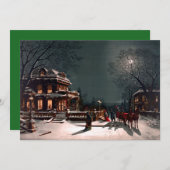 Victoriaans Kerstavond Party Mansion Sleigh Snow Kaart (Voorkant / Achterkant)