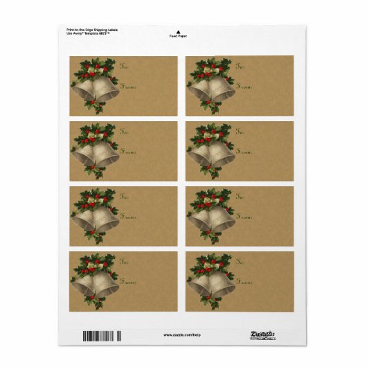 Victoriaans kerstballabels etiket (Full Sheet)