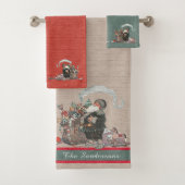 Victoriaans kerstbejaarde  kerstbekersbekertijd bad handdoek (Insitu)