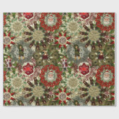 Victoriaans kerstbekkenwiercollage cadeaupapier (Vlak)