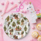 Victoriaans kerstbomen, Holly & Music Papieren Bordje (Feest)