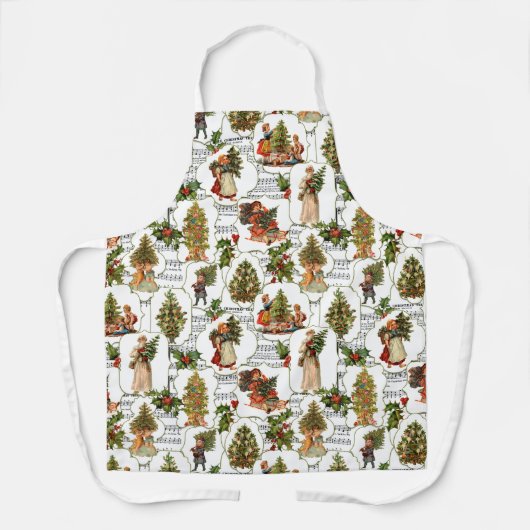 Victoriaans kerstbomen, Holly & Music Schort (Voorkant)