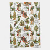 Victoriaans kerstbomen, Holly & Music Theedoek (Verticaal)