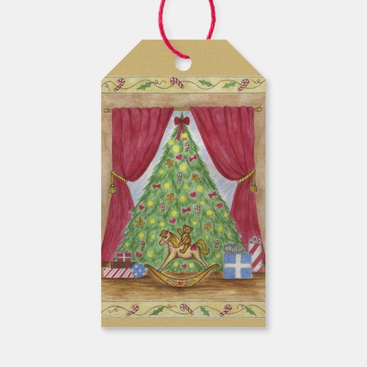 Victoriaans kerstbomen Teddy Bear Gift Labels Cadeaulabel (Achterkant)